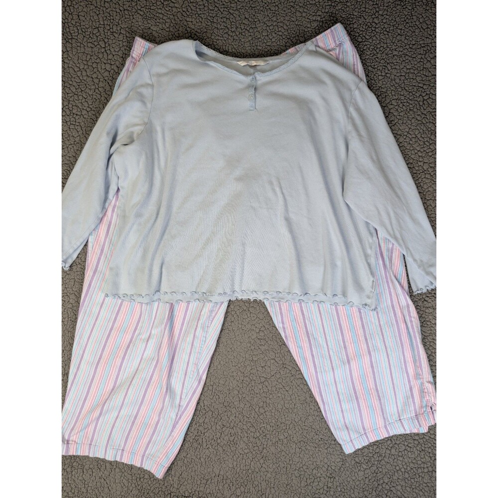 Lane Bryant Cacique 2pc Sleepwear Pajama Top & Capri Pants Size 26 28 Blue